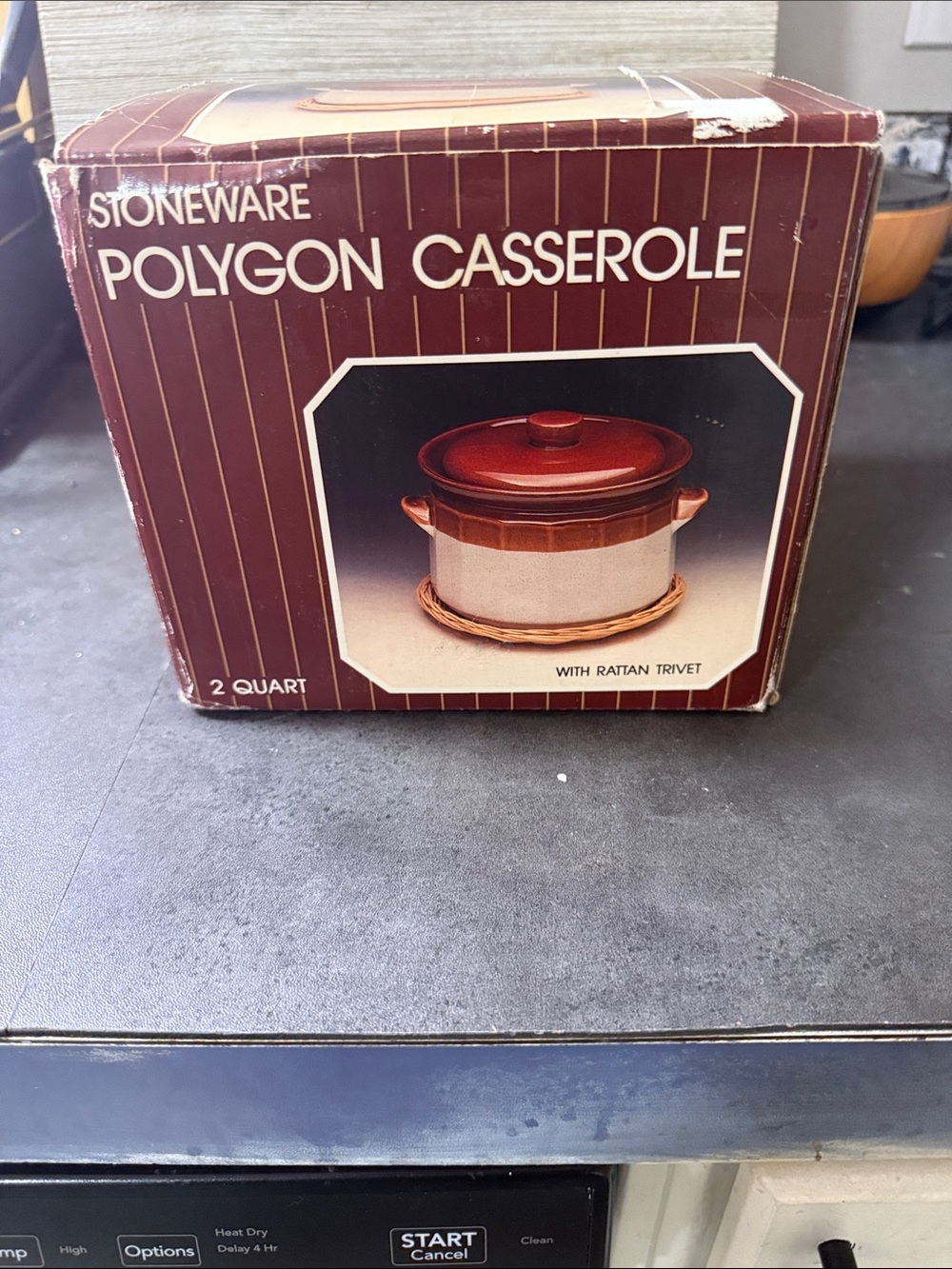 Stoneware Polygon Casserole - Brown and Cream